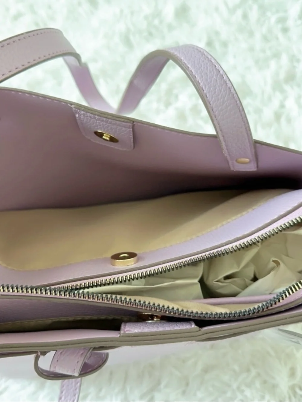 Nanette Lepore Lavender Tote Leather Tote with Knot Accent